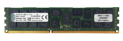 Memory RAM 1x 8GB Kingston ECC REGISTERED DDR3  1333MHz PC3-10600 RDIMM | KVR1333D3D4R9S/8G